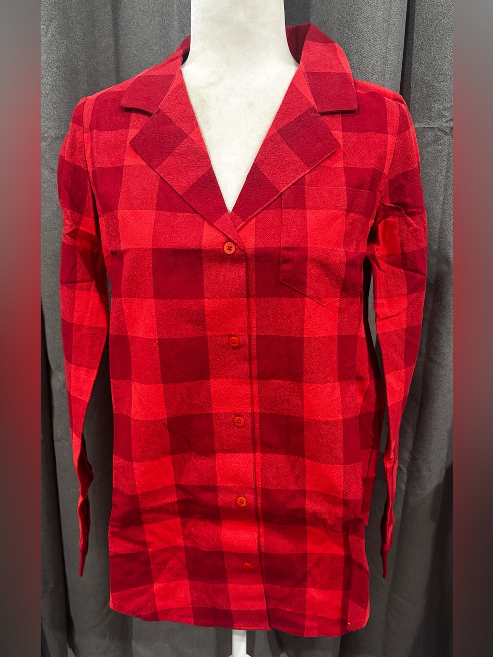 NWT Tuckernuck Poppy Red Check Savannah Blouse Buffalo XS Cotton Casual Preppy